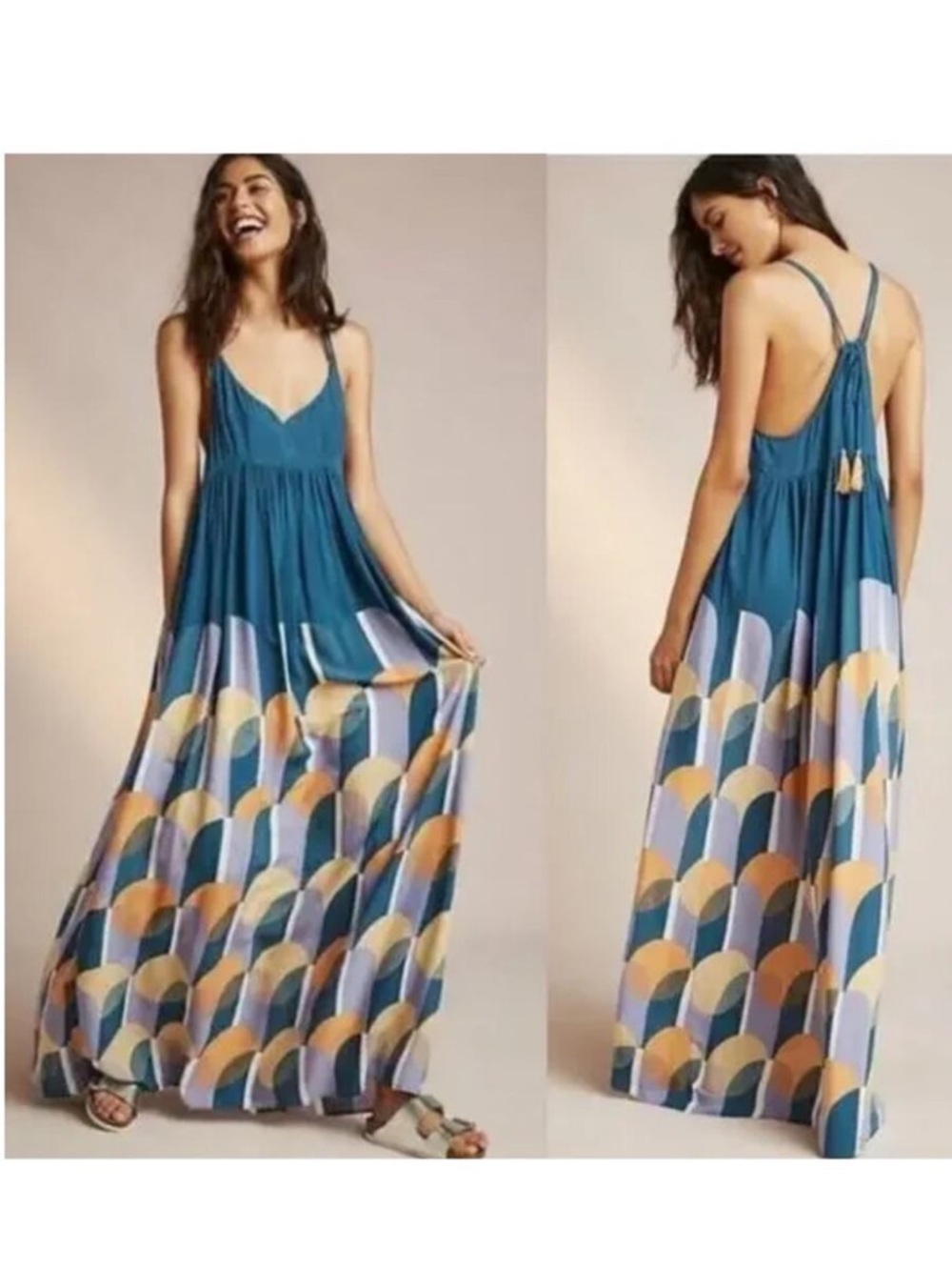 Anthropologie blue maxi beach dress size S